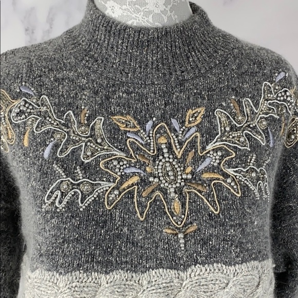 3/$20 Vintage Santoria Silk Angora Hair Beaded Sweater Grandma Medium Lambswool - Picture 2 of 14